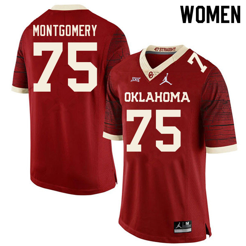 Women #75 Cullen Montgomery Oklahoma Sooners College Football Jerseys Sale-Retro - Click Image to Close